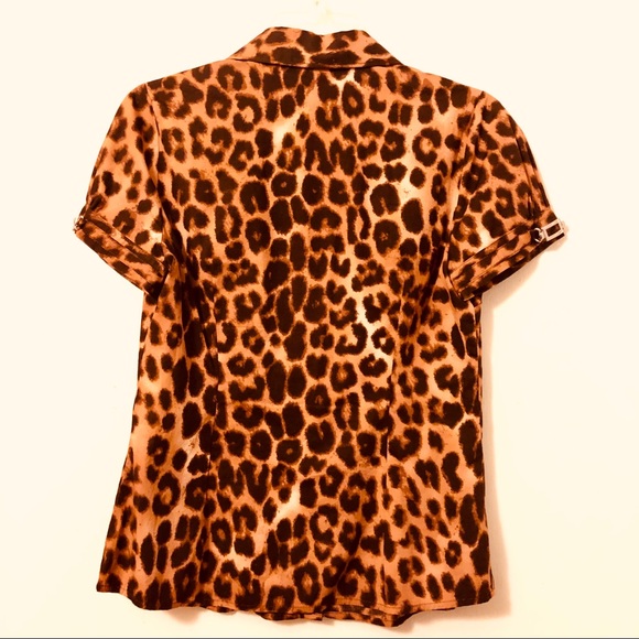 EXPRESS Leopard Print Button Down Blouse- Small - Picture 3 of 8